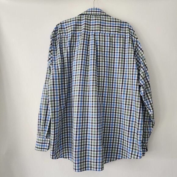 Peter Millar Blue Green Plaid Long Sleeve Button Front Shirt Mens Size XXL - Picture 3 of 5